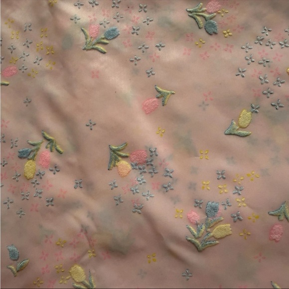 VTG 60s 70s Pale Pink Flocked Floral Vinyl Raincoat Fabric 4 Yds +19”L X 38”W - Picture 6 of 9